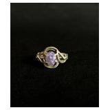 Sterling silver 925 purple ring sz 6 2.9 g