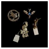 Lot of 4 bird brooches