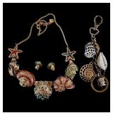 Lot of sea shore ocean theme jewelry/keychain
