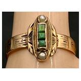 Antique Victorian 10k gold turquoise &  pearl ring