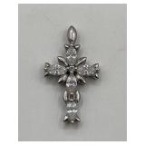14 K white gold and gemstone cross pendant