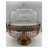 Rose gold pedestal cake plate beaded