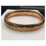 Antique gold filled etched bangle bracelet