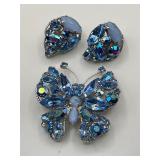 Vintage Regency jewels butterfly brooch & earrings