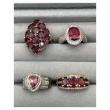 925 Silver and Red-stone rings