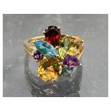 10k gold multi color gemstone ring