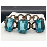 Antique gold filled blue glass stone bracelet