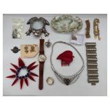 Vintage jewelry frog magnifying glass and more