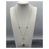 14 K gold teardrop pendant lariat style necklace