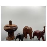 Wooden carved elephants
