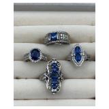 925 silver and blue stone rings