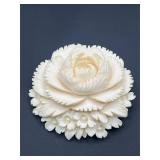 Vintage carved occupied Japan flower brooch
