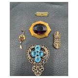 Antique brooches and fur clip