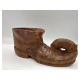 Vintage wooden carved shoe