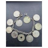 Vintage coin bracelet some sterling silver