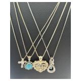 4 sterling silver necklaces pendants 15.37 g