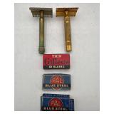 Vintage Gillette razors with blades