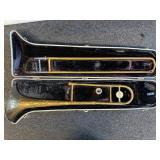 Vintage Bundy brass trombone and case