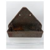 Antique hammered tin letter holder