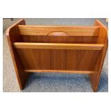 FBJ mid-century Danish teak wood magazine holder