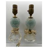 Vintage Hobnail glass boudoir lamps