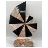 Geometrical stone or marble clock