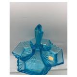 Tiara Blue divided candy dish