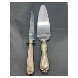 Sterling silver handled serving pieces 1 weighted