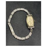 Art deco 18k white gold watch