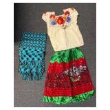 Vintage skirt, shirt and blanket scarf