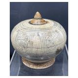 Vintage studio pottery lidded jar