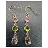 14K multicolor gemstone earrings 1.48 g
