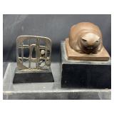 Cage monkey and cat statue museum replicas
