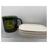 John Deere mug & Pfaltzgraff dishes