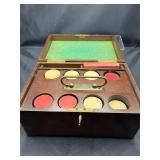 Vintage wooden locking poker chip set
