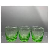 Vintage green depression uranium shot glasses
