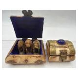 Vintage trinket boxes w/ stone monkeys