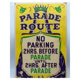 Vintage parade route Sign