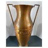 Large 23' hammered copper handled vase