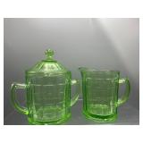 Uranium  vintage Hazel Atlas colonial block set