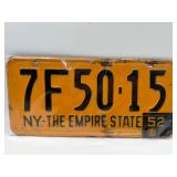 1952 New York Empire State license plate