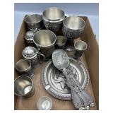 Vintage German Zinn pewter cups & more