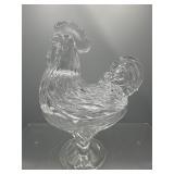 Lead crystal rooster candy dish