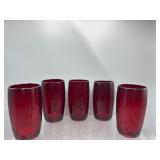 New Martinsville Oscar red glasses
