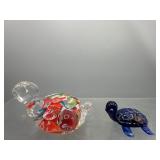 Art glass turtles