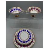 Bavaria blue pink dot cups & saucers