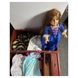American girl chest with doll & clothes & doll