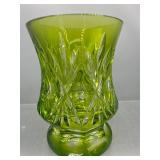 Vintage green Bohemian glass vase