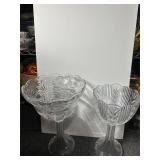 Vintage crystal pedestal bowls