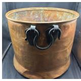 Large antique copper cauldron pot